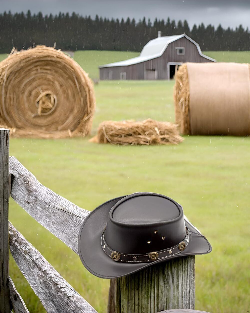 6397 Showerproof Outback hat Also Worn as Leather Cowboy hat, Australian - Picture 5 of 8